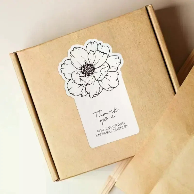 50-Pack Floral Thank You Business Stickers – Minimalist Seals Packaging Stickers SPOT