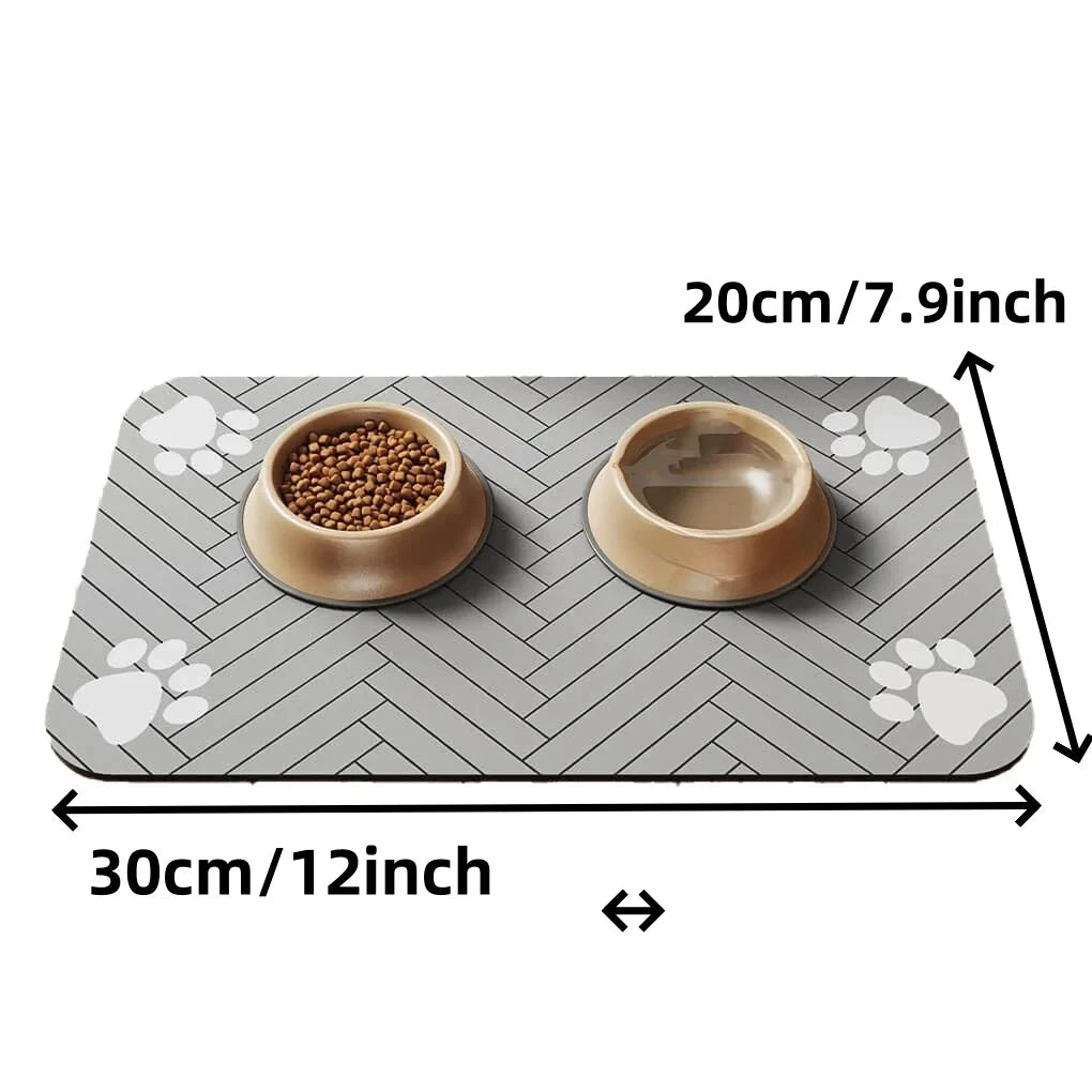 Waterproof Non-Slip Dog Food Mat – Absorbent Feeding Tray S/M Pet Feeding Mat SPOT gray20X30