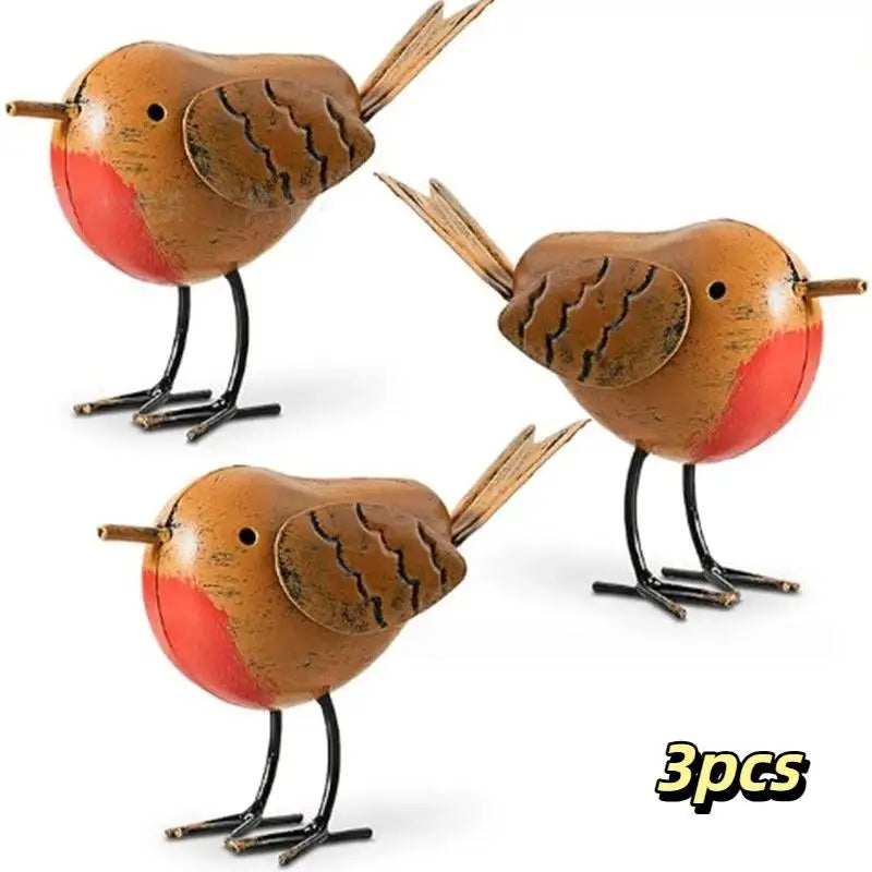 Vintage Iron Bird Figurines – Metal Sculpture Garden Decor Set of 3 Metal Bird Sculpture SPOT A2 3pcs