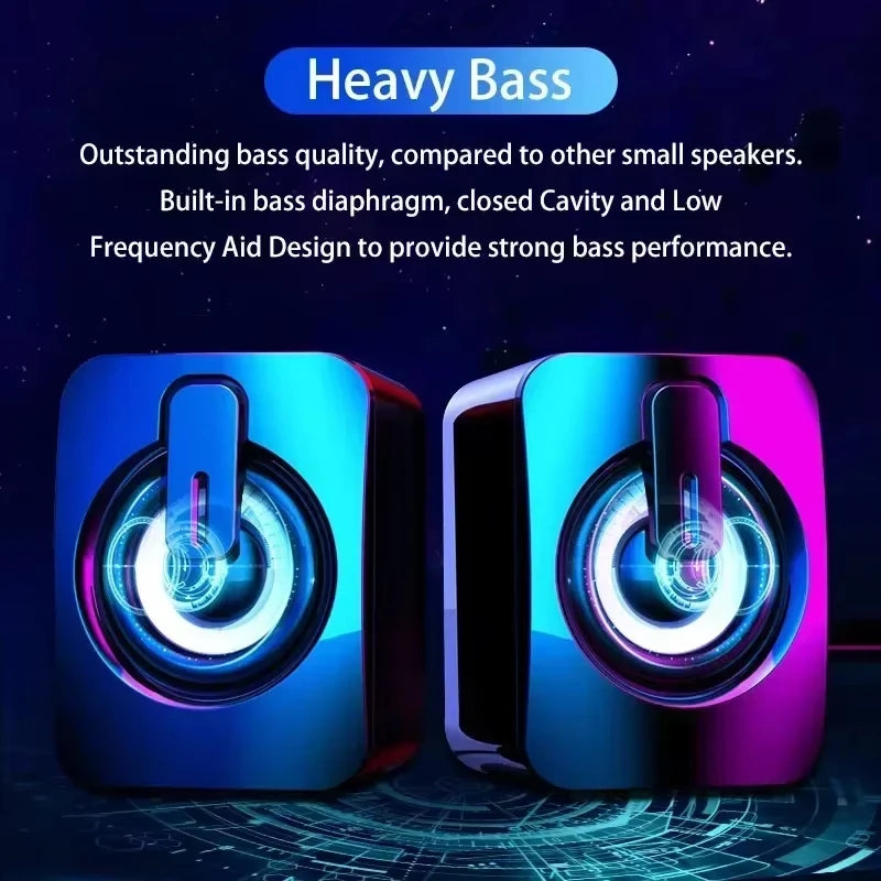 NOCCLILI USB Stereo PC Speakers with LED Light & Microphone Computer Speakers SPOT