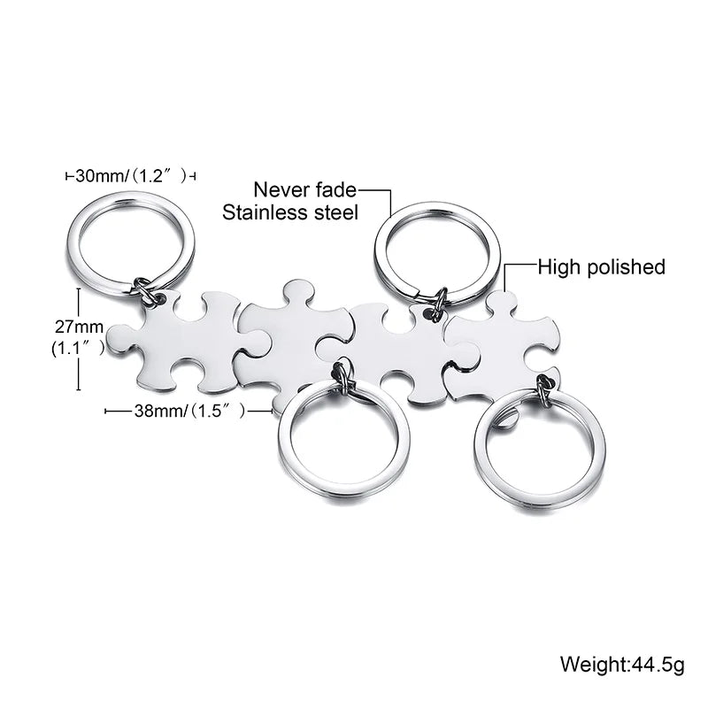 Custom Engraved Puzzle Piece Keychain Set – BFF & Family Personalized Keychain Set SPOT