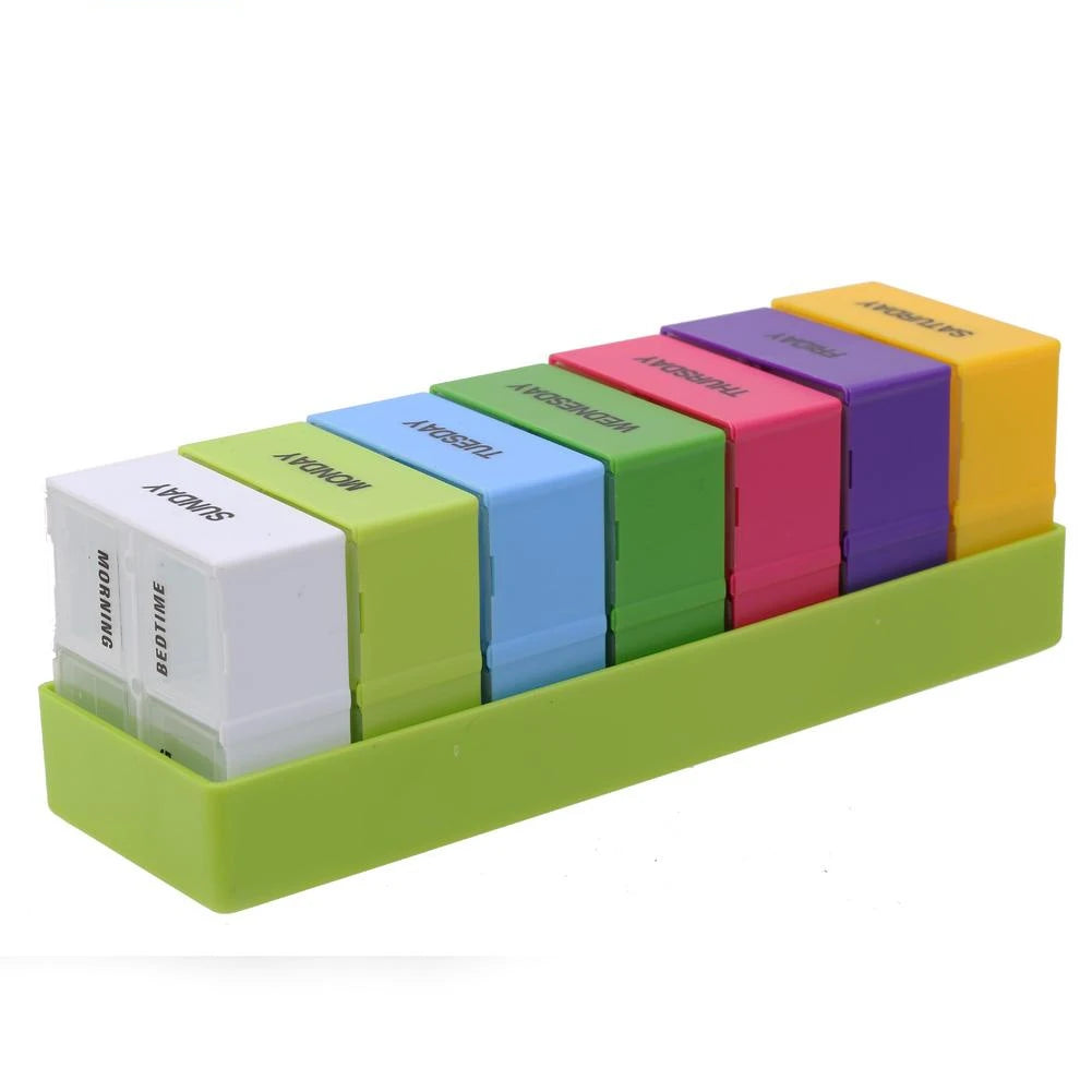 Rainbow 7-Day Pill Organizer – 28-Compartment Weekly Case Weekly Pill Organizer SPOT