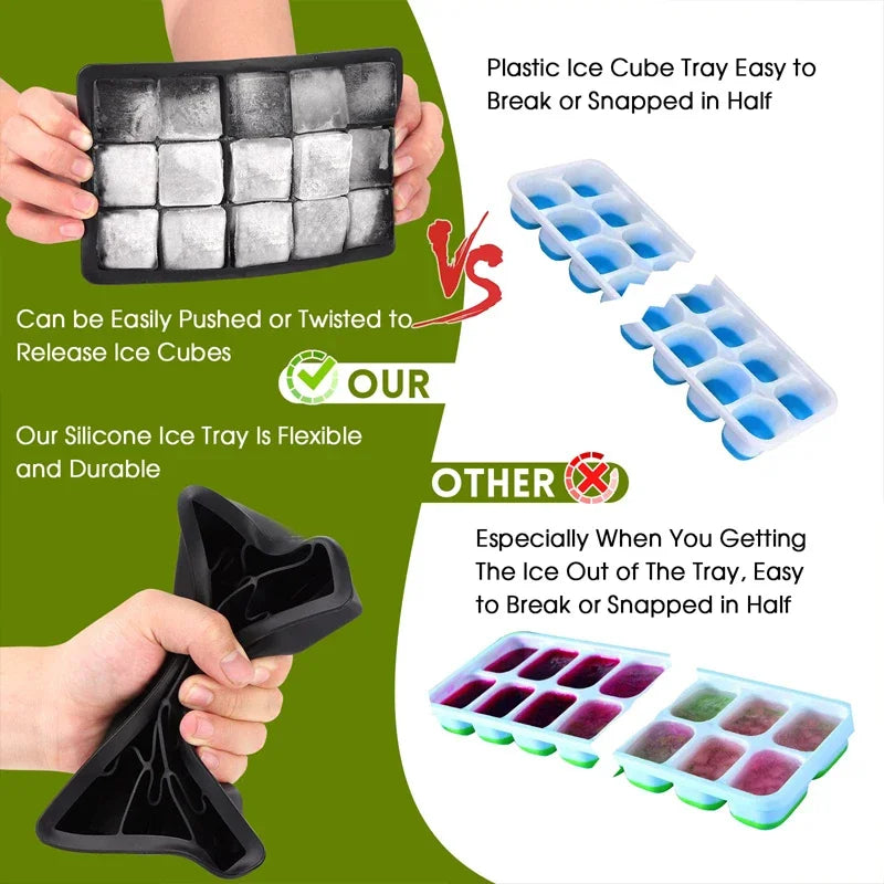 15-Grid Silicone Ice Cube Tray – Reusable Bar & Cocktail Mold Silicone Ice Cube Tray SPOT