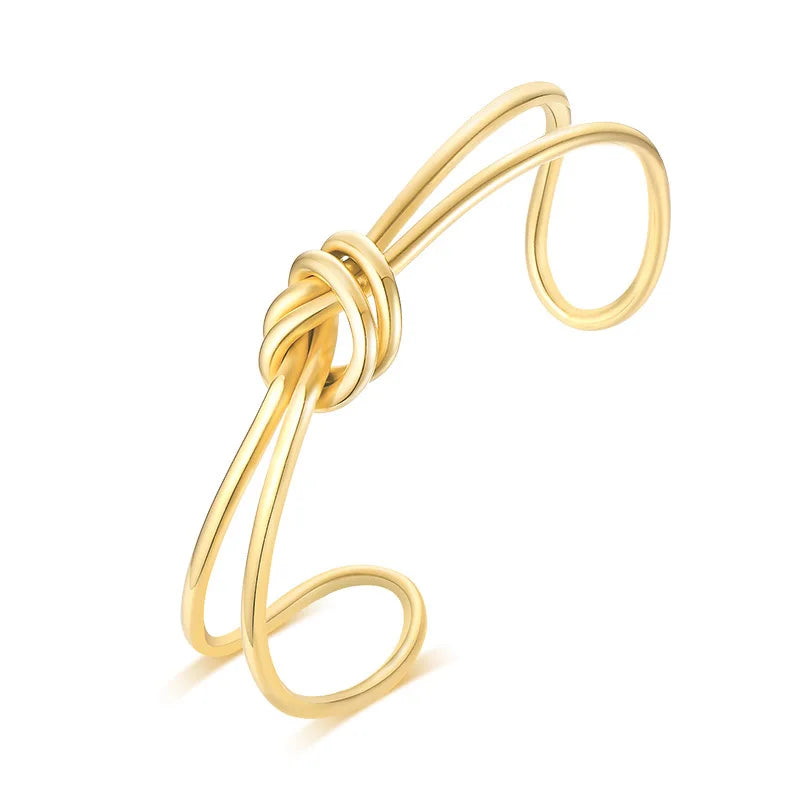 Women's Gold Knot Open Cuff Bangle – Stainless Steel Bracelet Cuff Bangle Bracelet SPOT B-322G