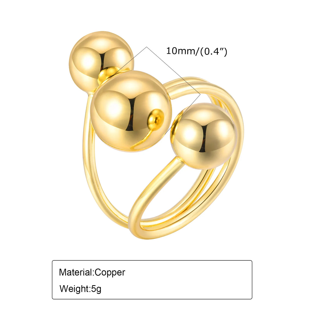 Meaeguet 18K Gold Beaded Ball Open Statement Ring for Women Fashion Statement Ring SPOT