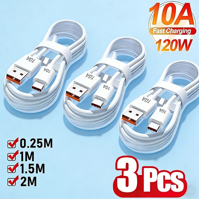 120W USB-A to USB-C Fast Charging Cable 10A – 1/2/3 Pack USB-C Charging Cable SPOT