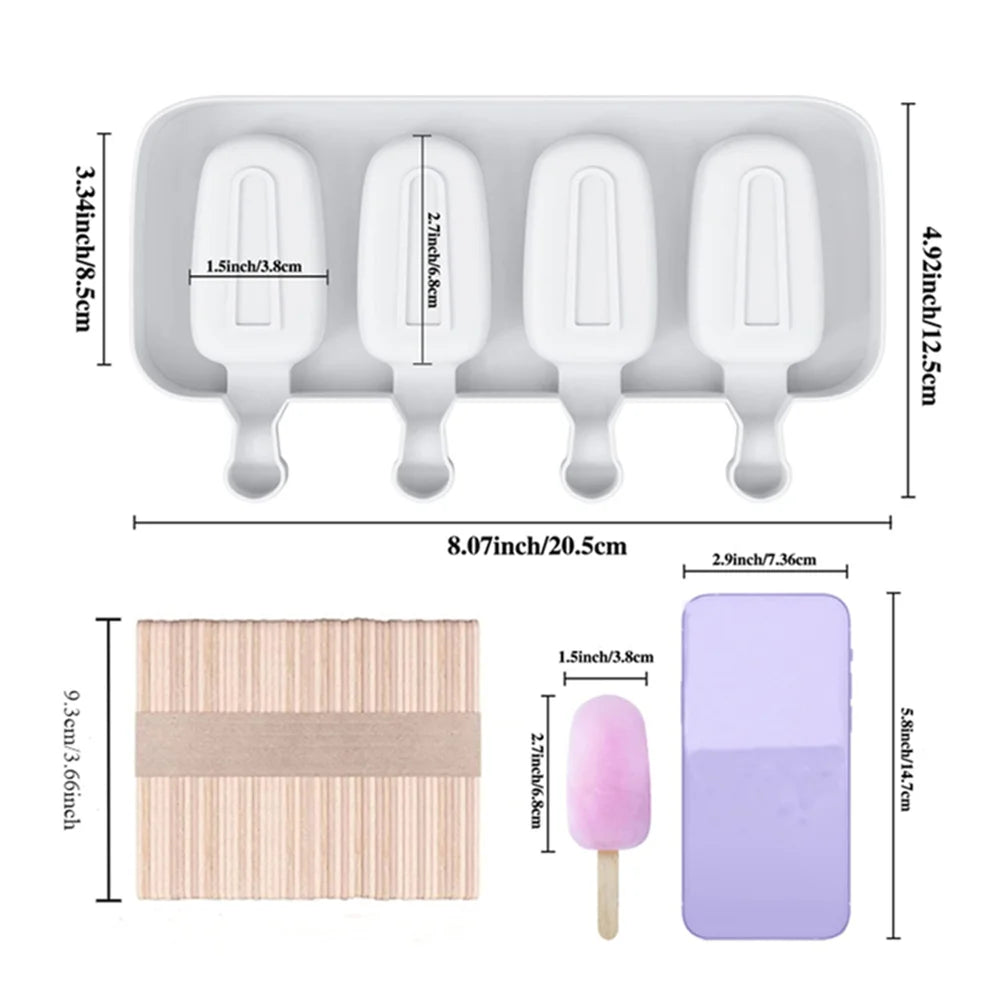 Silicone Popsicle Molds 3-Pack + 50 Wooden Sticks | DIY Ice Pops Popsicle Mold Set SPOT
