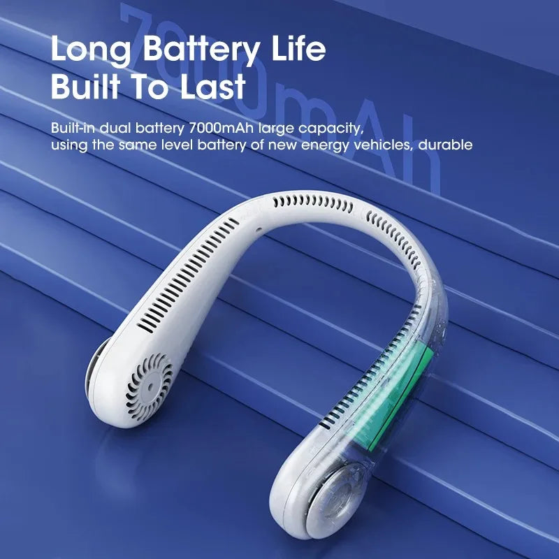 Hands-Free Neck Fan 5000mAh Rechargeable Leafless Portable Wearable Neck Fan SPOT