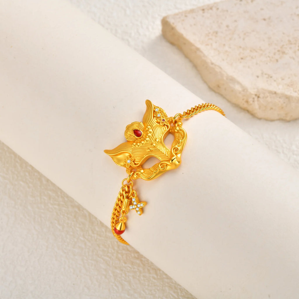 Golden Fox Mask Charm Bracelet – Fantasy Cosplay Fashion Charm Bracelet SPOT