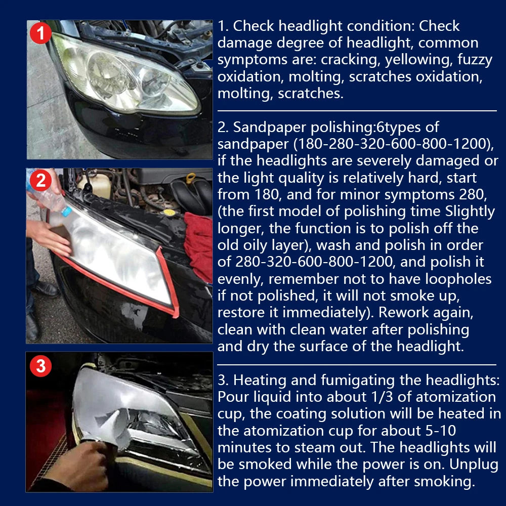 Car Headlight Restoration Liquid Polymer 100ml – 2-Pack Headlight Restore Fluid SPOT