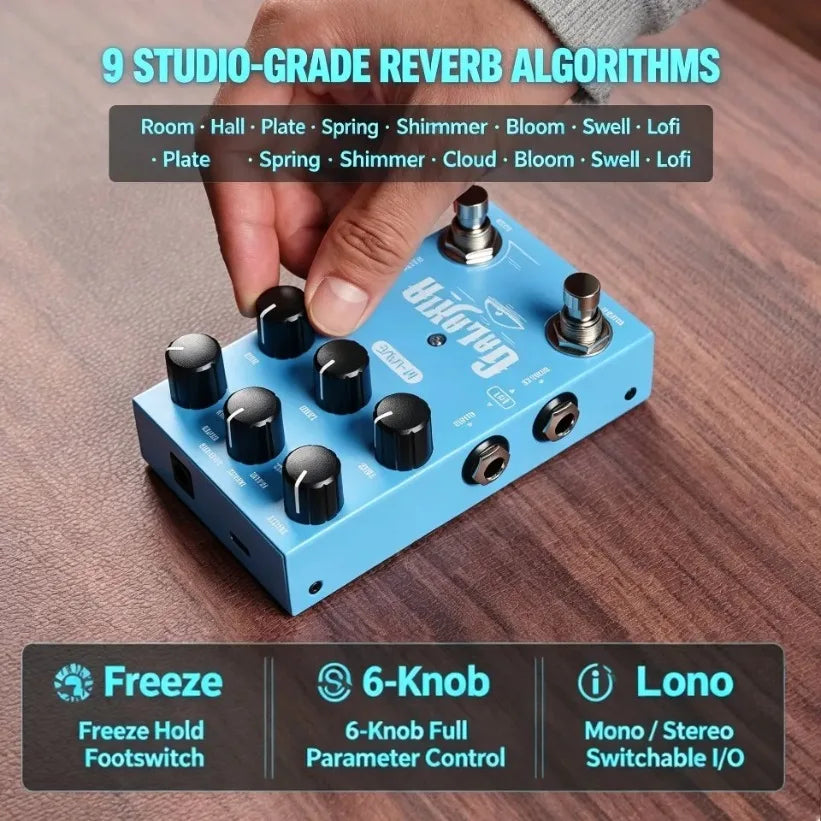 M-VAVE Galaxia Stereo Digital Reverb Pedal – 9 Algorithms Digital Reverb Pedal SPOT