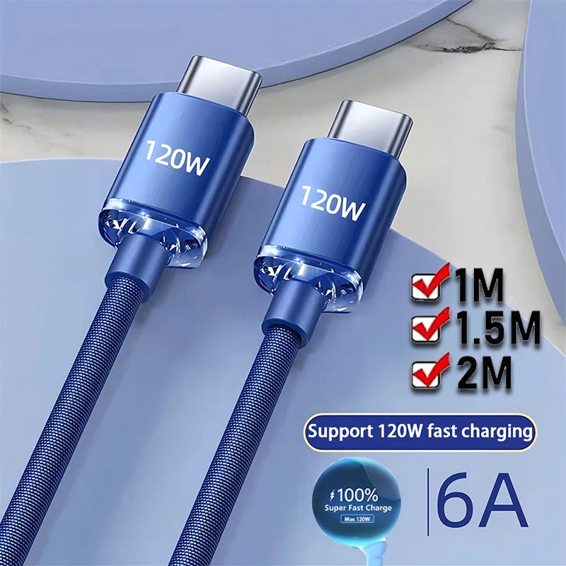 120W Fast Charging USB-A to USB-C Nylon Braided Cable USB Charging Cable SPOT