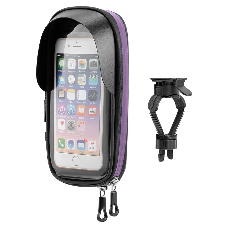 Waterproof Bike Phone Bag – Touch Screen Handlebar Mount Holder Handlebar Phone Bag SPOT black
