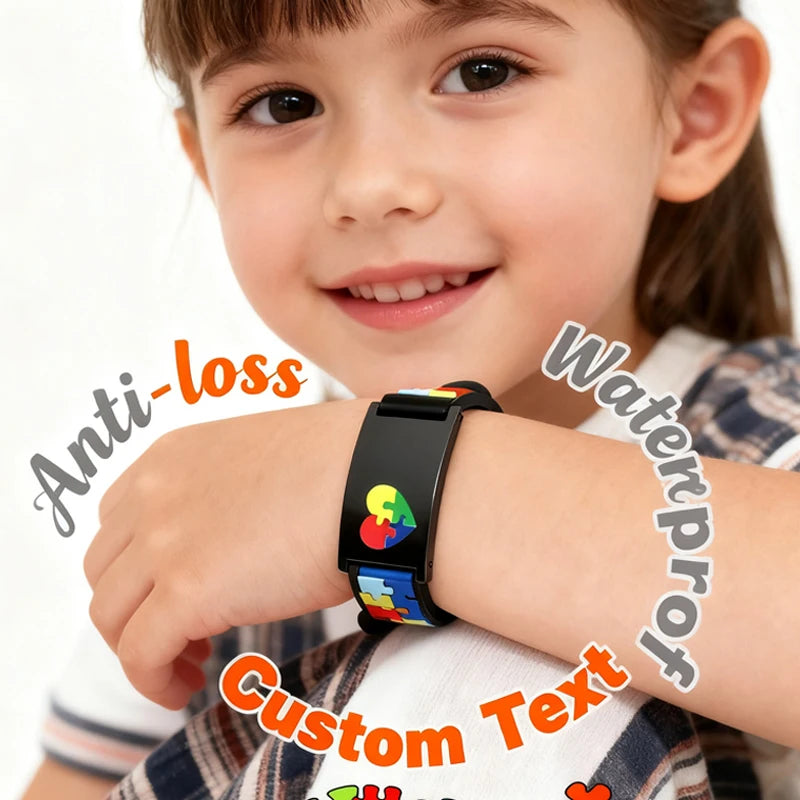 Personalized Kids Silicone ID Bracelet – Custom Engraved Wristband Kids ID Bracelet SPOT