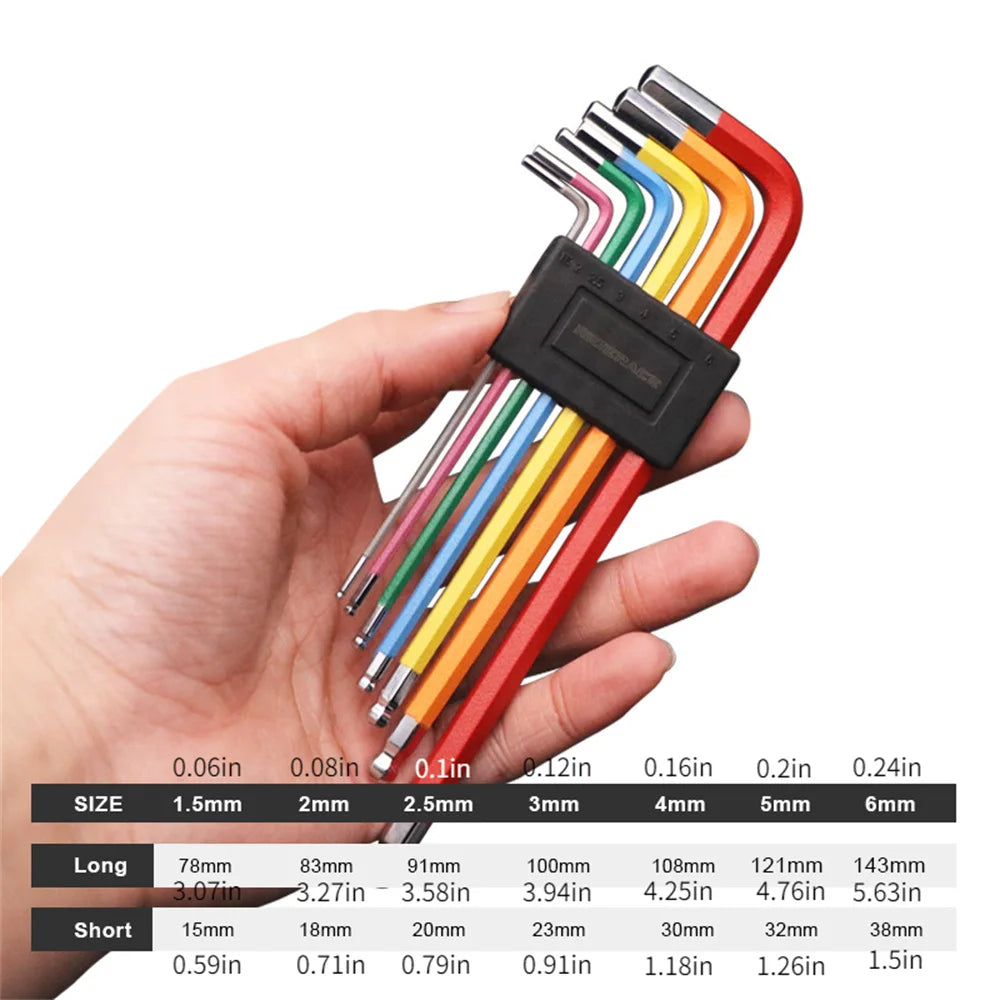 7-Piece Bike Hex Key Allen Wrench Set – 1.5 to 6mm Bicycle Repair Tool SPOT