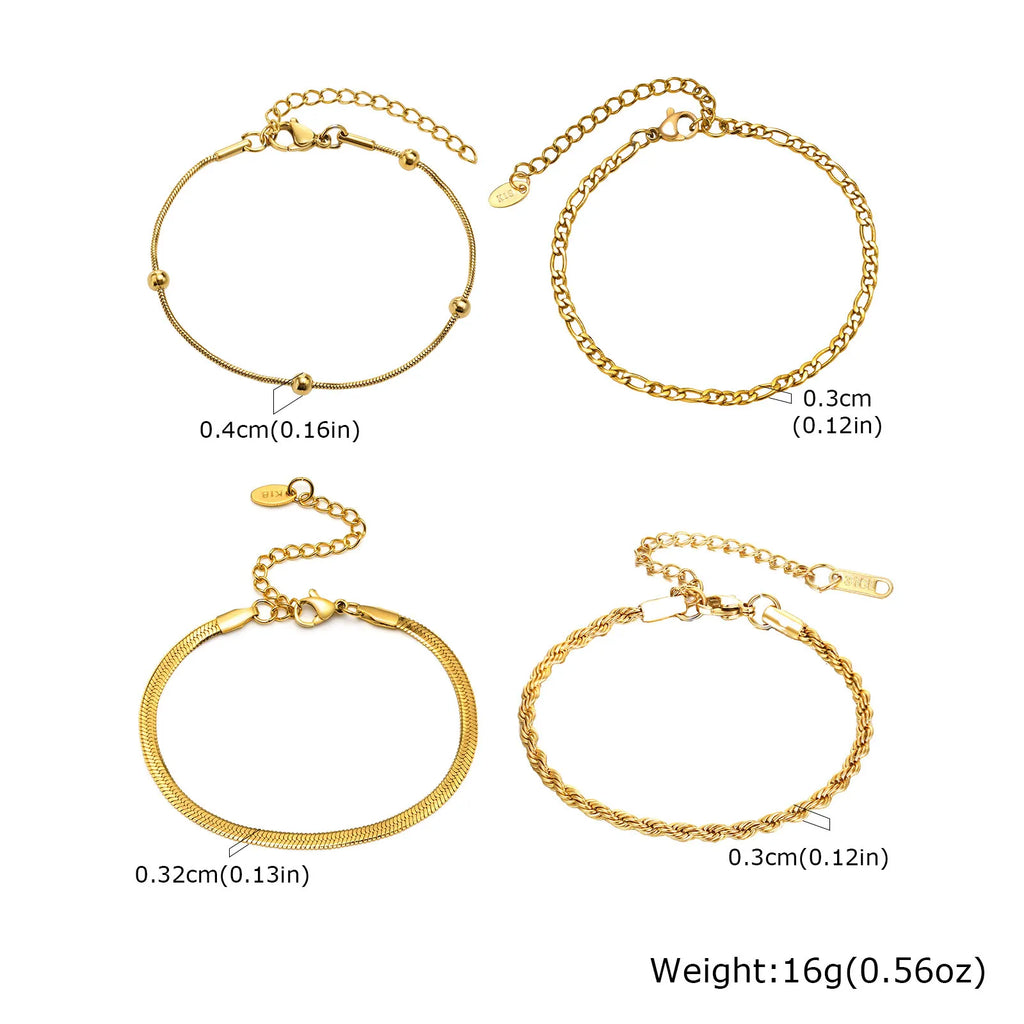 Meaeguet Gold Link Chain Bracelet – Stackable Stainless Steel Chain Link Bracelet SPOT