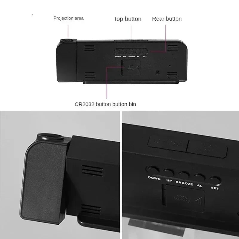 LED Projection Alarm Clock USB – Temp, Date, Night Mode Projection Alarm Clock SPOT