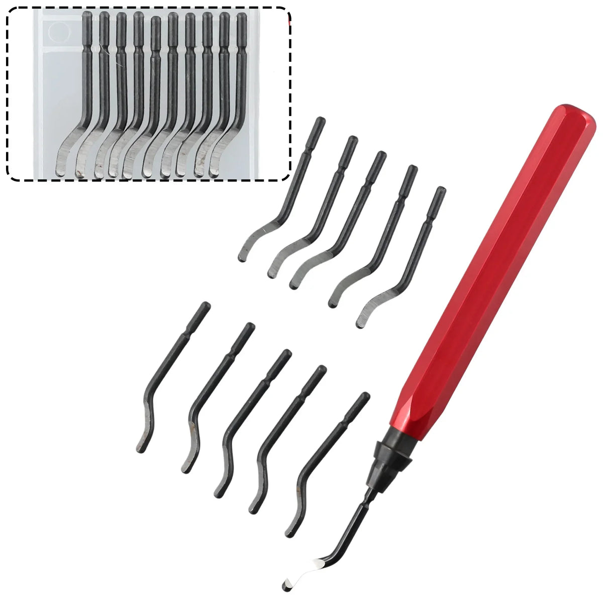 Deburring Tool with Metal Blade Accessories – Red & Blue Deburring Hand Tool SPOT