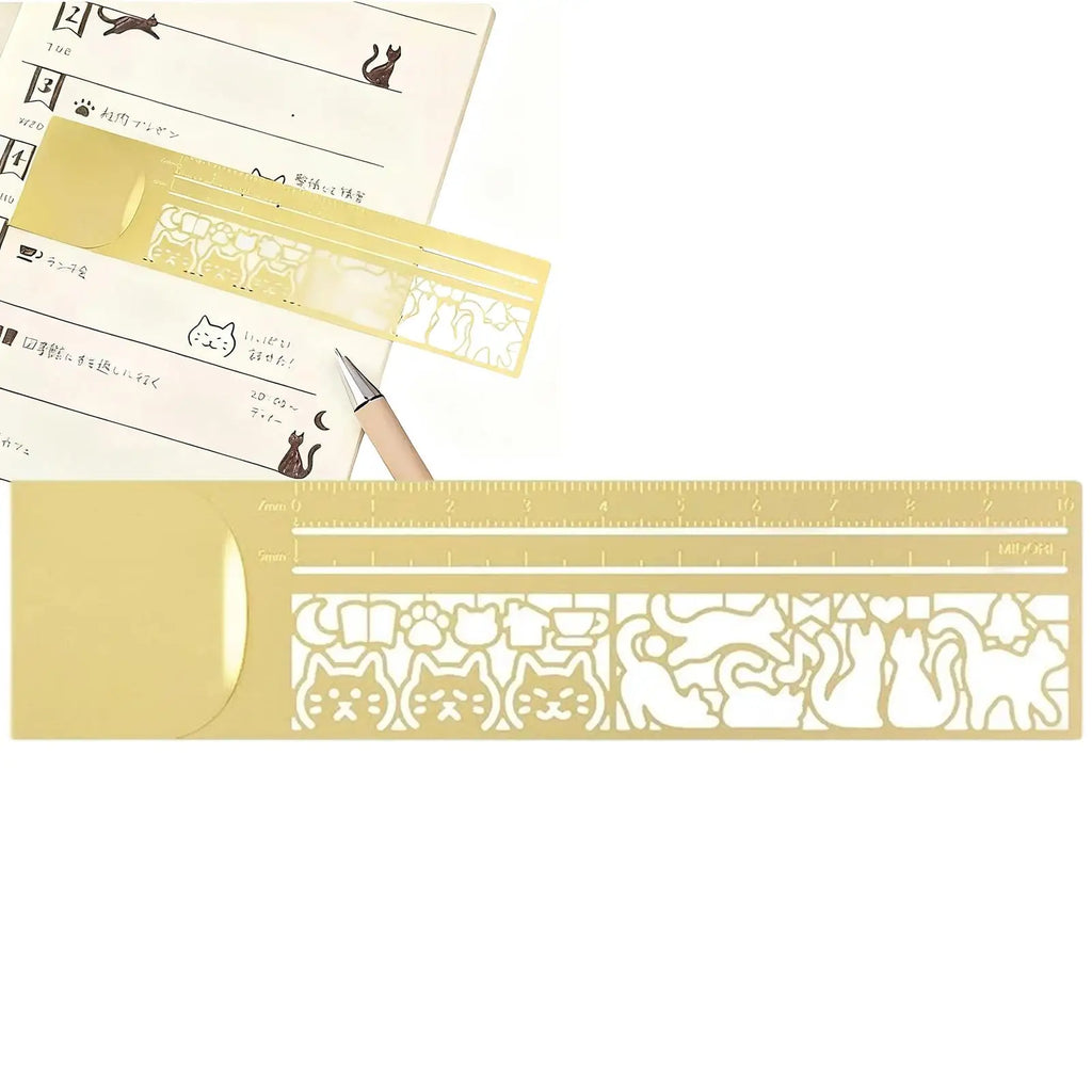 Cute Cat Metal Stencil Ruler – Planner & Drawing Template Stencil Ruler SPOT
