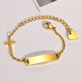 Personalized Kids ID Cross Bracelet – Custom Name, Gold/Silver ID Cross Bracelet SPOT BR-1306G