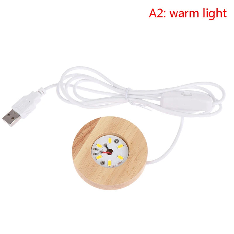 Wood LED USB Light Base – Crystal & Art Display Stand LED Display Stand SPOT A2