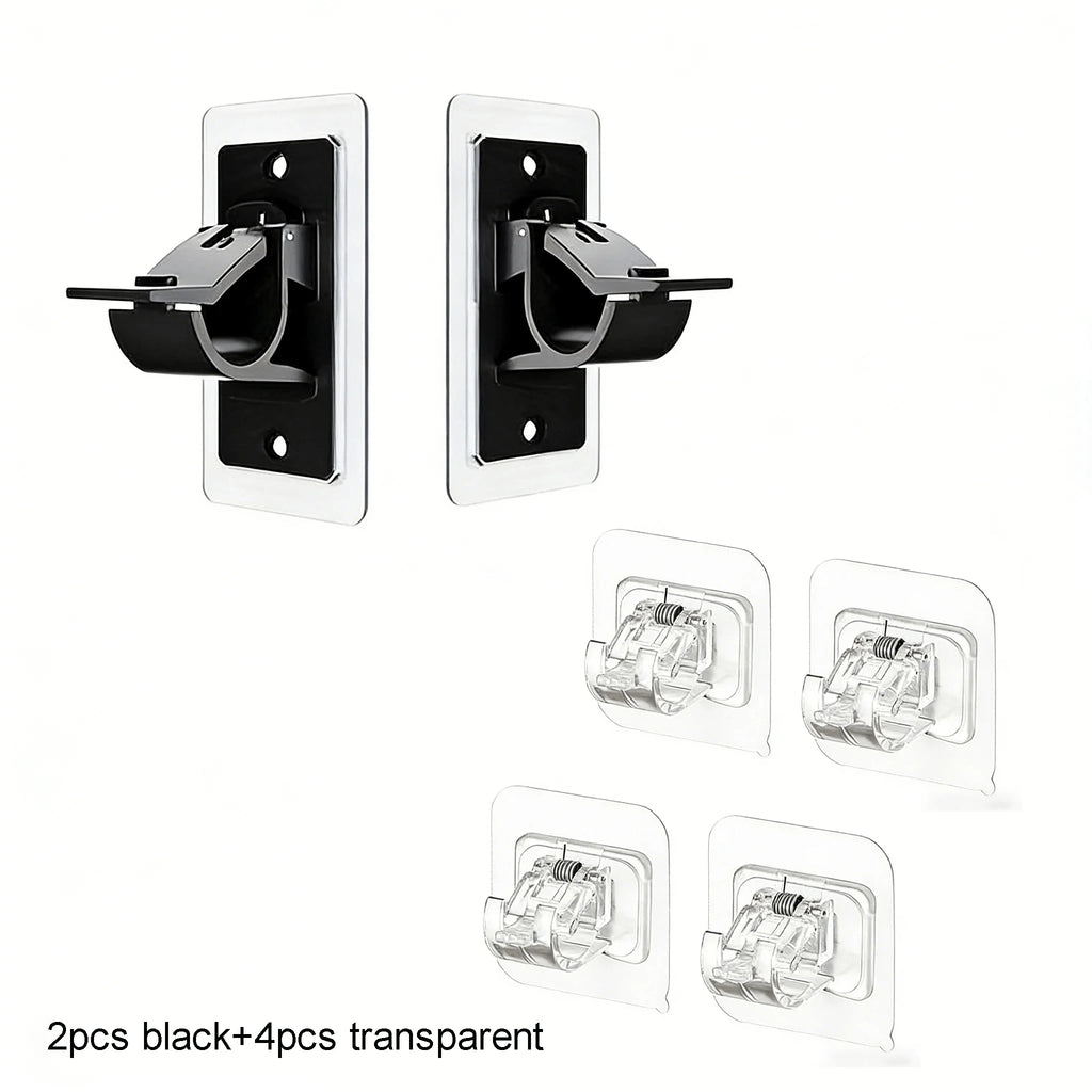 No-Drill Curtain Rod Brackets – Self-Adhesive Holders 2/6 Pack Curtain Rod Brackets SPOT 2black-4transparent