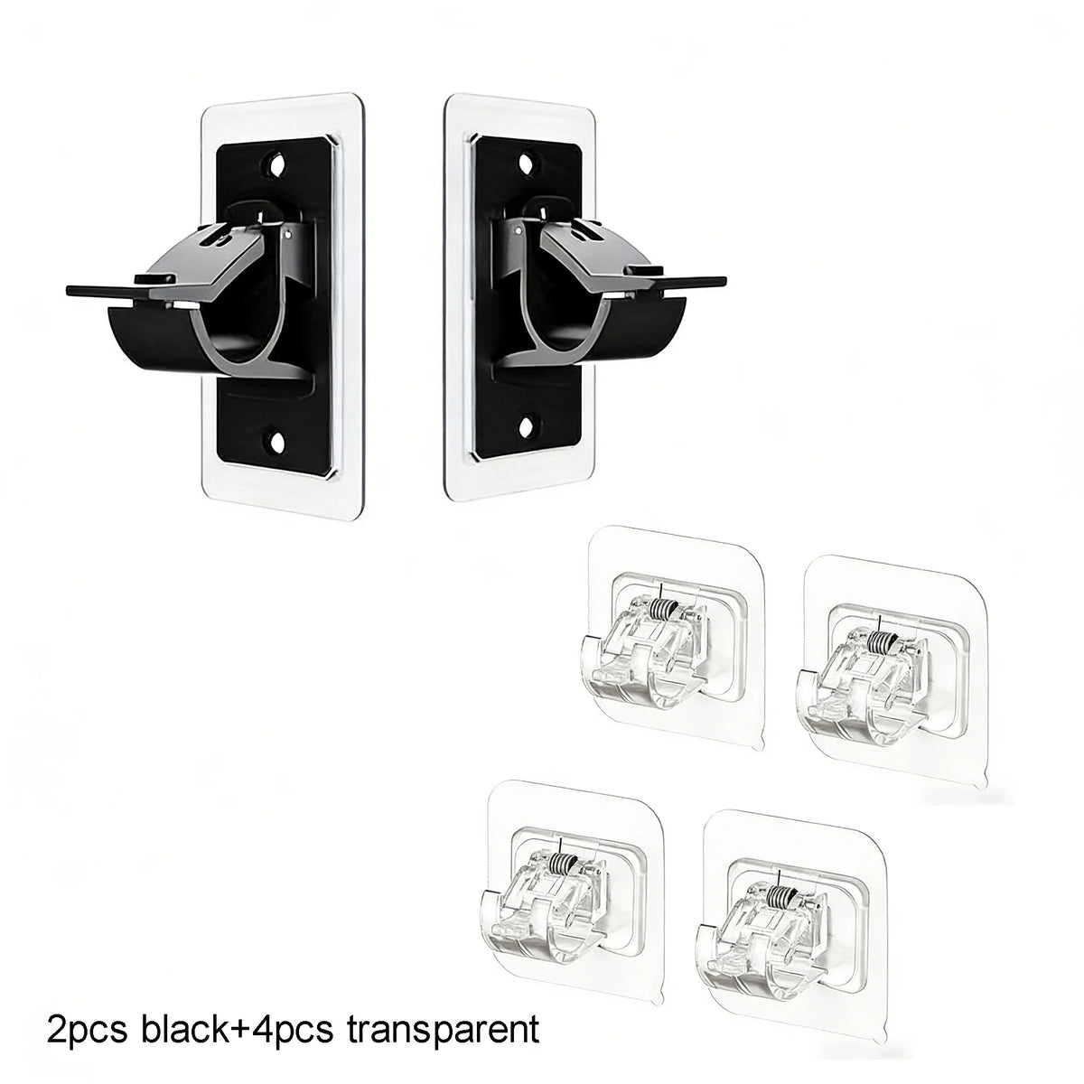 No-Drill Curtain Rod Brackets – Self-Adhesive Holders 2/6 Pack Curtain Rod Brackets SPOT 2black-4transparent