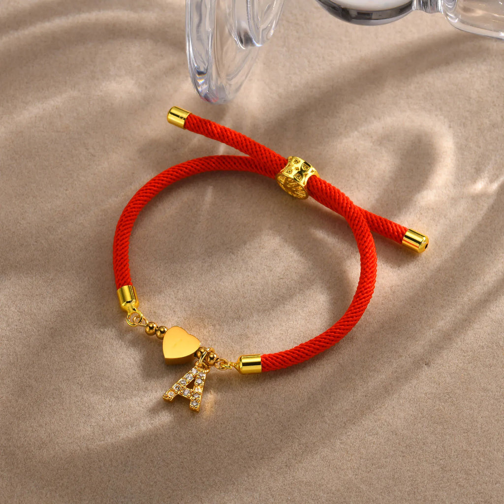 Heart Initial Bracelet Women – 18K Gold Milan Rope, A–Z Letters Charm Bracelet SPOT