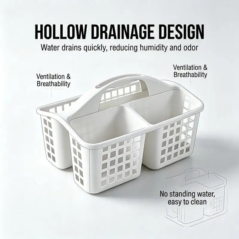 3-Compartment Plastic Storage Basket – Portable Bath Organizer Storage Basket SPOT
