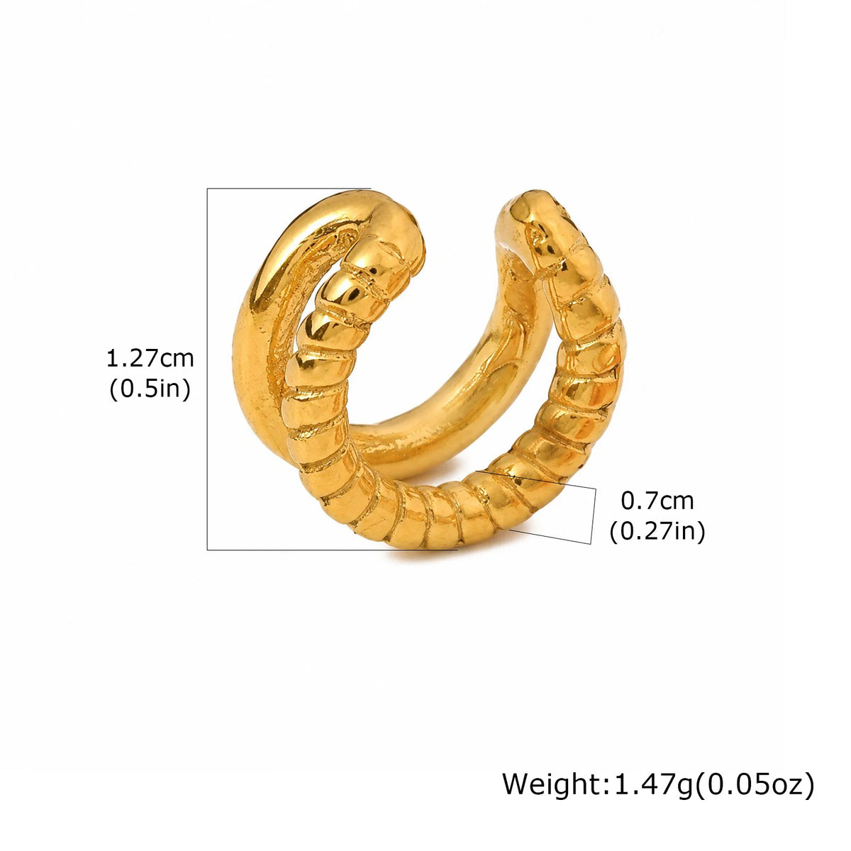 Twist Rope Ear Cuff – Gold Non-Piercing Clip Earrings Clip-On Ear Cuff SPOT EC-049G01-1