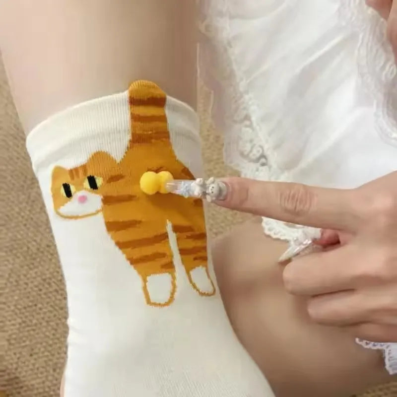 Funny 3D Cartoon Cat Mid-Tube Cotton Socks – Cute Women's Gift Novelty Cotton Socks SPOT