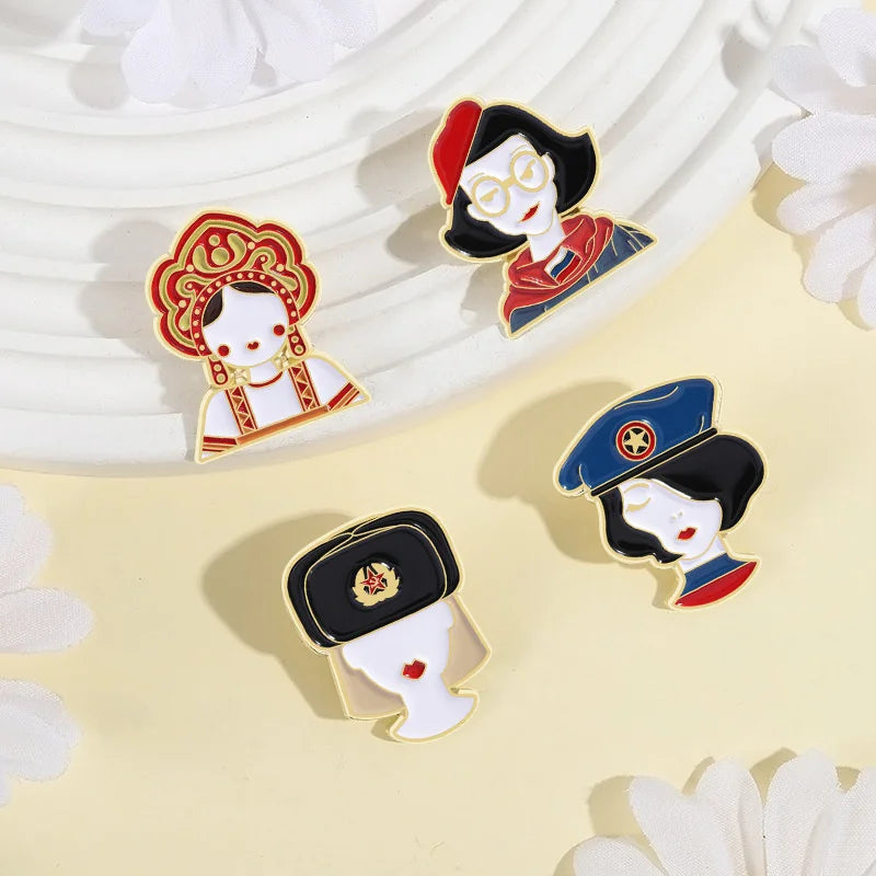 Cartoon Russian Girl Enamel Pin Brooch – Lapel Badge Gift Enamel Pin Brooch SPOT