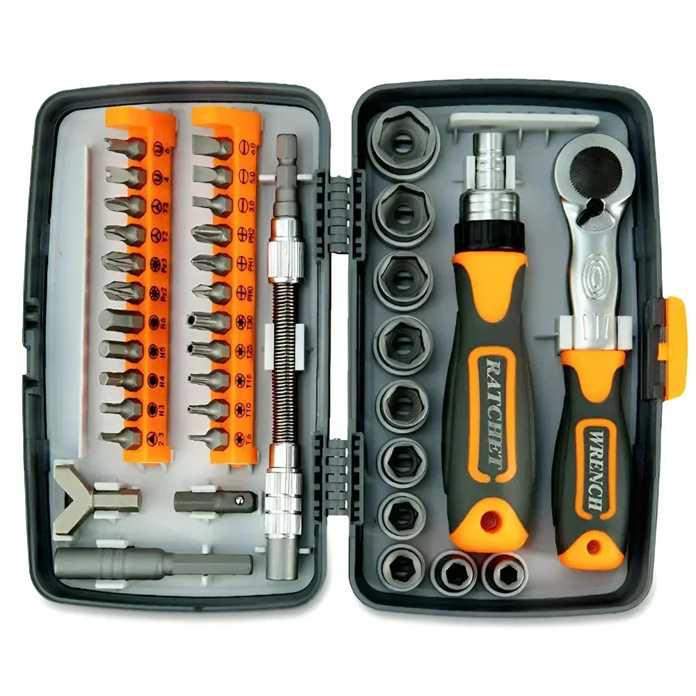 38-in-1 Ratcheting Screwdriver & Wrench Kit – Multi-Bit Set Screwdriver Tool Kit SPOT