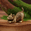 Brass Cat Figurine – Vintage Miniature Tea Pet Desk Ornament Miniature Figurine SPOT A2