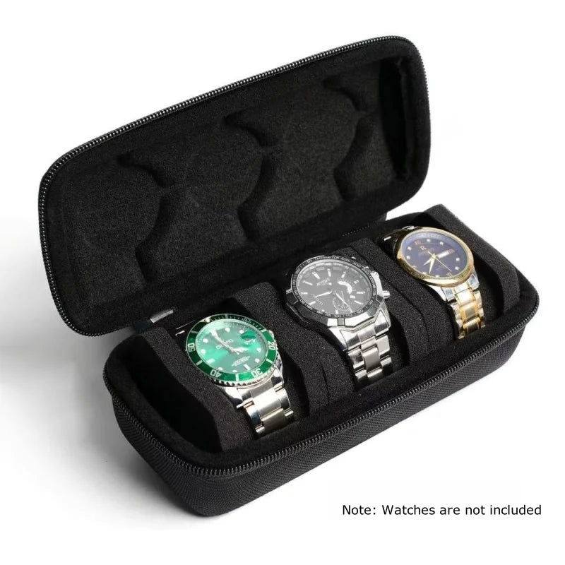 3-Slot Watch Travel Case – Rigid Nylon Watch Organizer Box Watch Travel Case SPOT