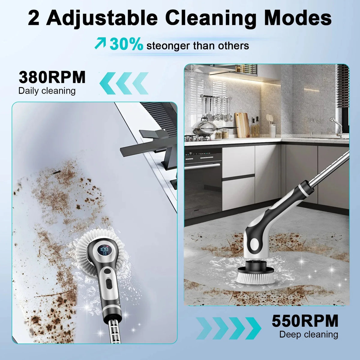 Rechargeable Rotary Electric Scrubber Brush with Voice Alert Electric Scrubber Brush SPOT