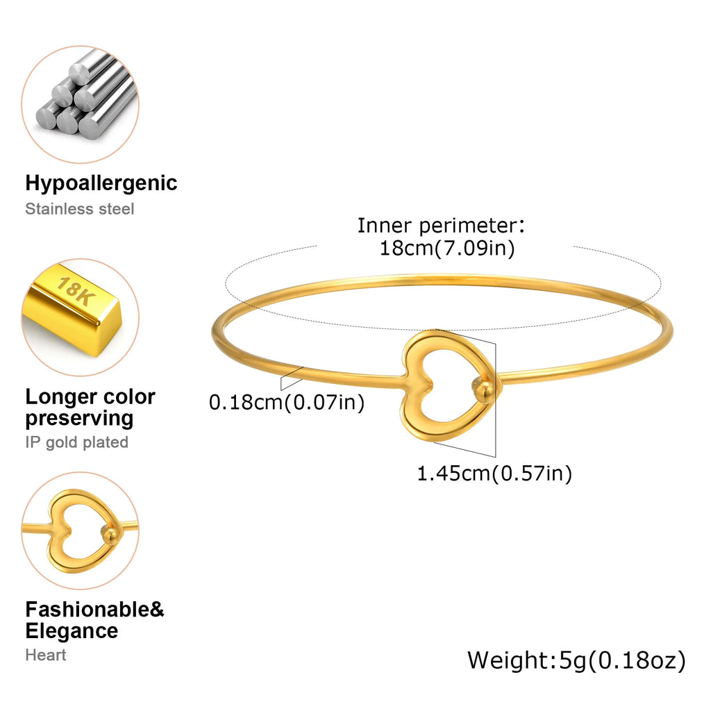Hollow Heart Gold Cuff Bangle Bracelet – Stainless Steel Cuff Bangle Bracelet SPOT