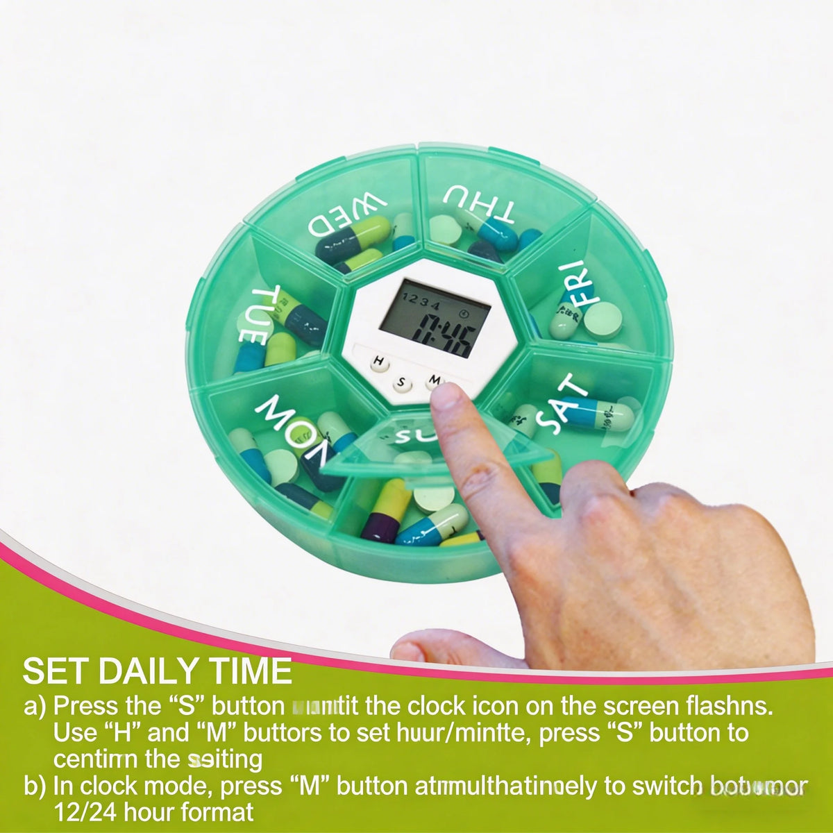 Smart Alarm 7-Day Weekly Pill Organizer with Timer Pill Organizer SPOT