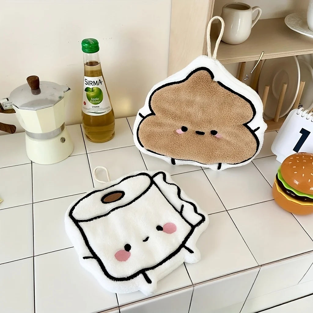 Large Soft Absorbent Hand Towel – Cute Smiling Face Design Novelty Hand Towel SPOT