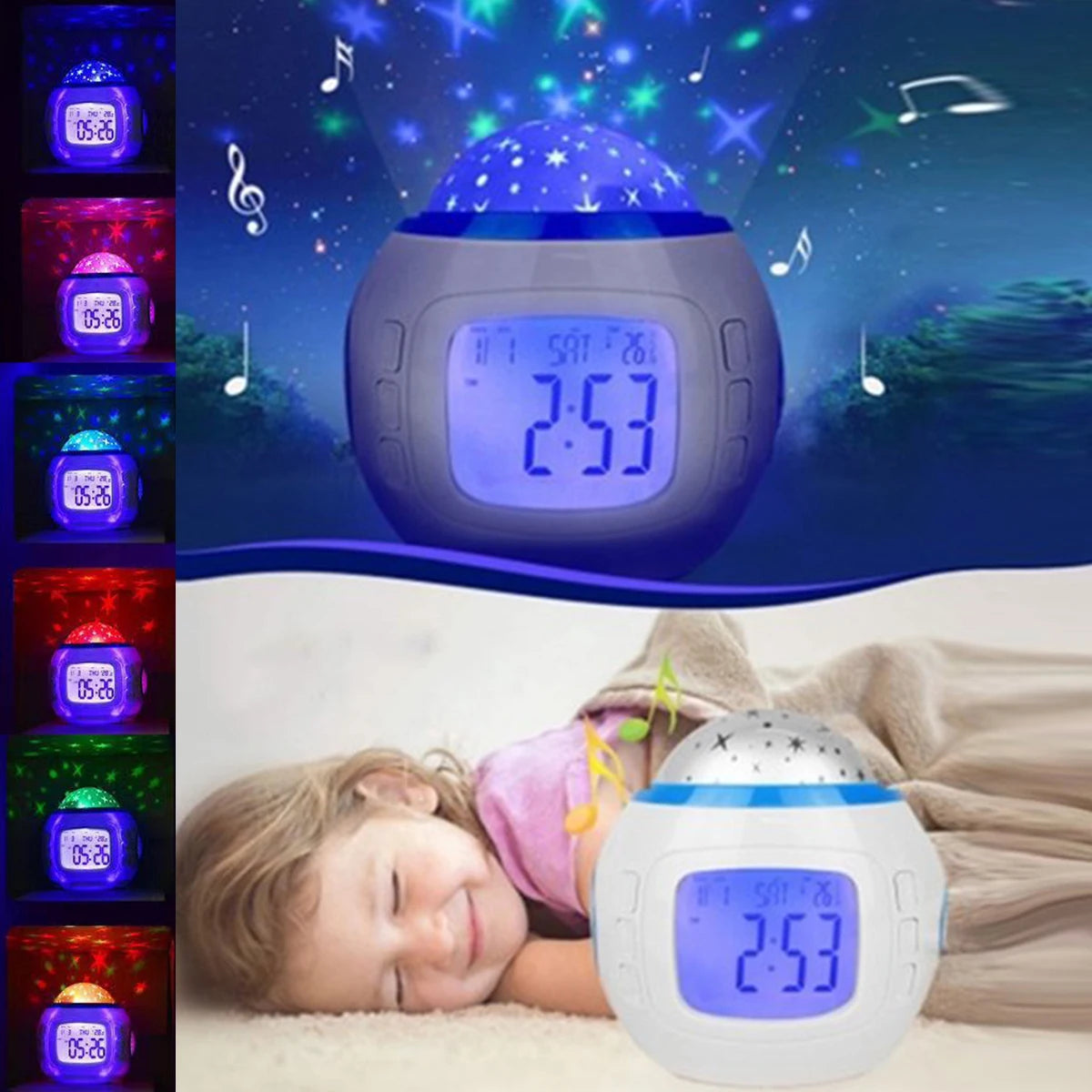 LED Starry Sky Projection Alarm Clock – Color-Changing Night Light Projection Alarm Clock SPOT