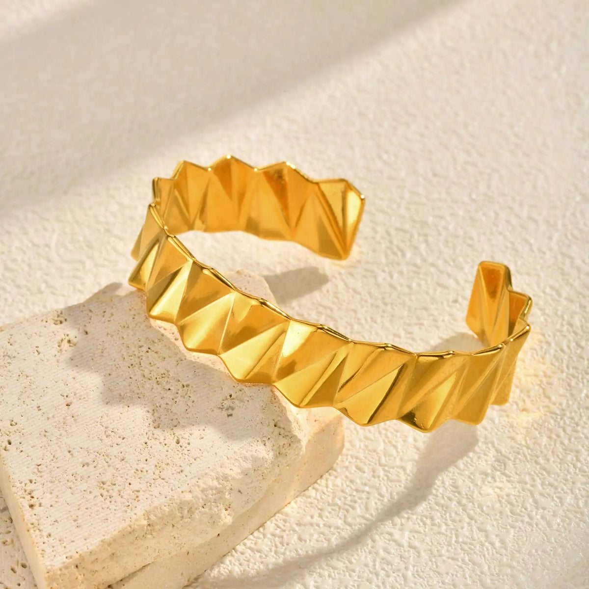 Wave Cuff Bangle – Gold Plated Stainless Steel Bracelet Women Cuff Bangle Bracelet SPOT
