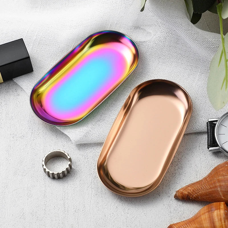 Stainless Steel Oval Tray – Manicure, Jewelry & Cosmetic Organizer Storage Tray SPOT