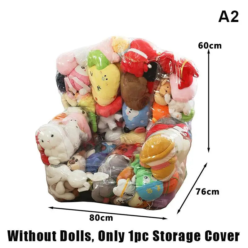Transparent PVC Plush Toy Storage Chair Cover with Zipper Toy Storage Bag SPOT A2