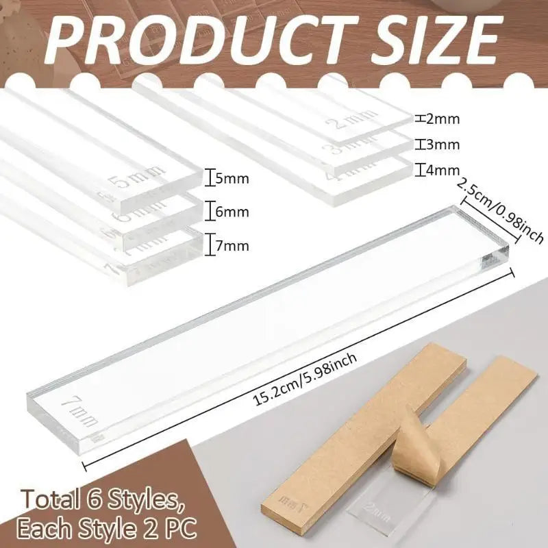Acrylic Clay Thickness Gauge Set – 12 Pcs, 6 Sizes 2–7mm Clay Thickness Gauge SPOT