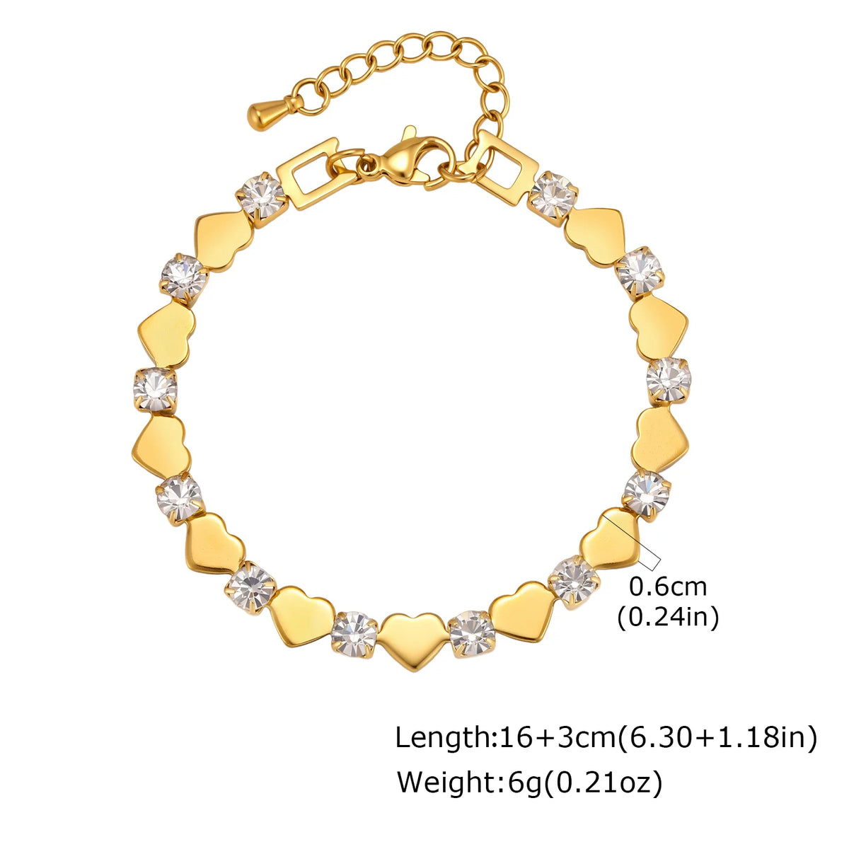 Geometric Link Bracelet | 18K Gold Plated Stainless Steel CZ Link Chain Bracelet SPOT BR-3126G