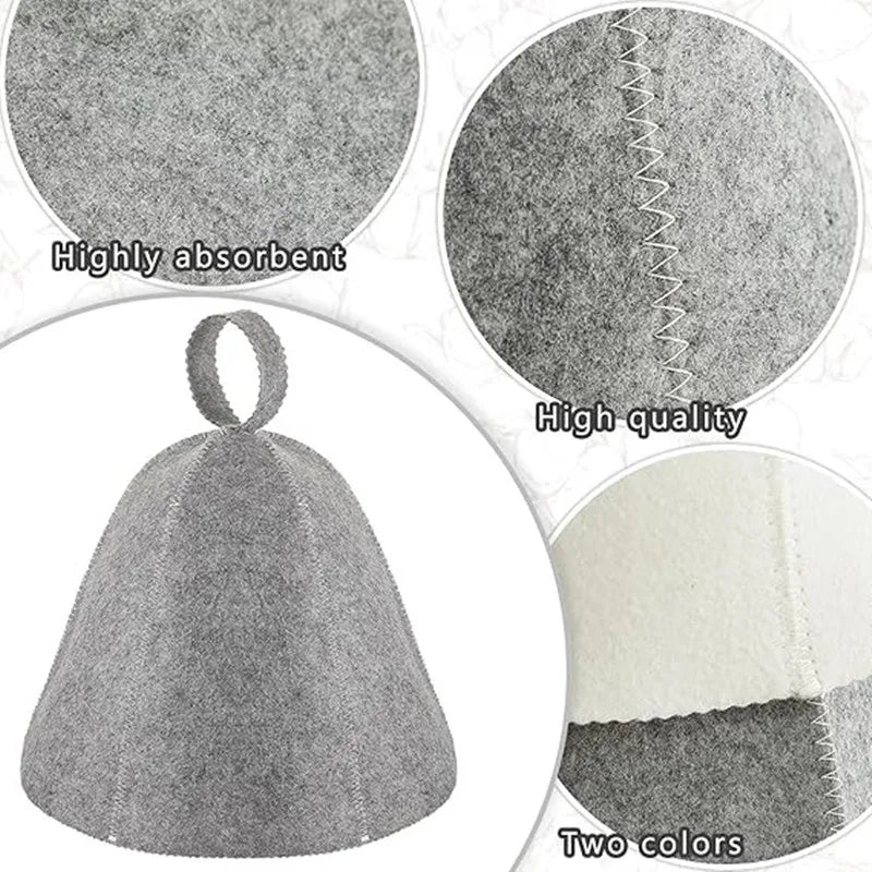 Wool Felt Sauna Hat – Heat-Protective Hair Cap, One Size Sauna Hat SPOT