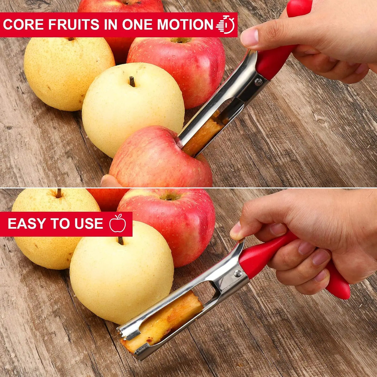 Stainless Steel Apple & Pear Corer – Easy Core Remover Tool Fruit Corer Tool SPOT