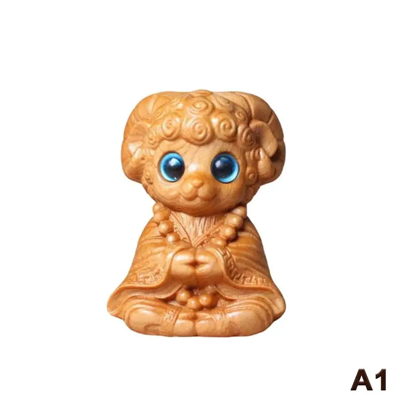 2027 Year of the Sheep Zodiac Wood Carving Feng Shui Statue Zodiac Figurine SPOT A1