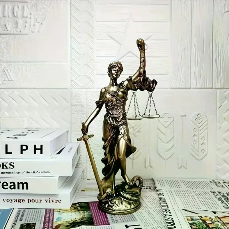 Goddess of Justice Statue – Retro Imitation Copper Desk Ornament Decorative Figurine SPOT