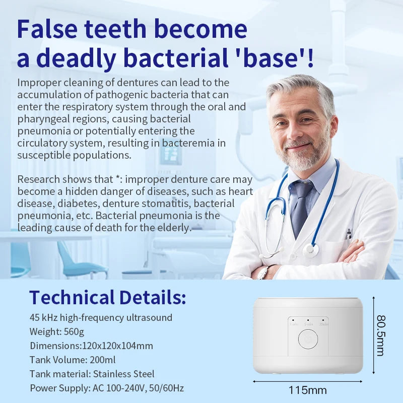 USB Rechargeable Ultrasonic Cleaner – Dentures & Aligners Ultrasonic Dental Cleaner SPOT